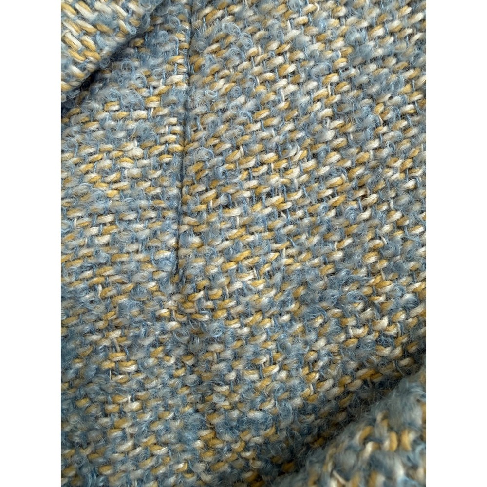 Vintage 50s 60s Glenbrooke Wool Tweed Blue Yellow ILGWU Union Swing Car Coat - Picture 15 of 15